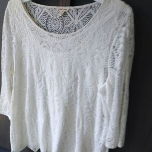 Tribal jeans lined lace top